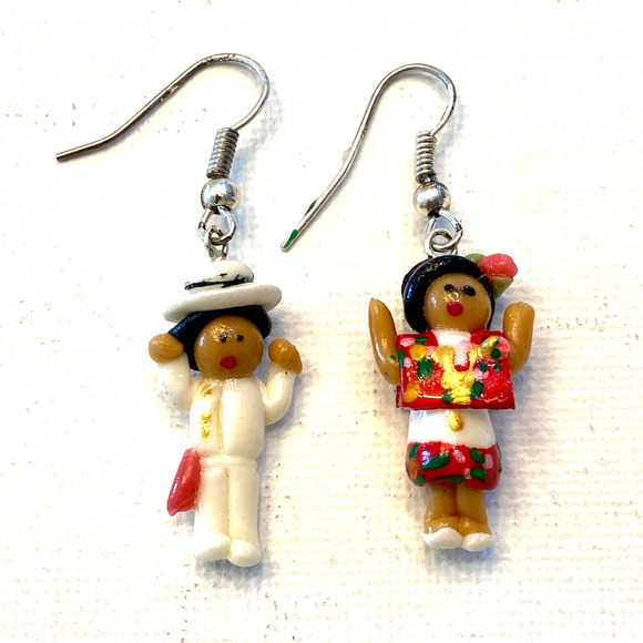 Unbranded Jewelry - Handmade Clay Mexican Man Woman Dancer Earrings NEW